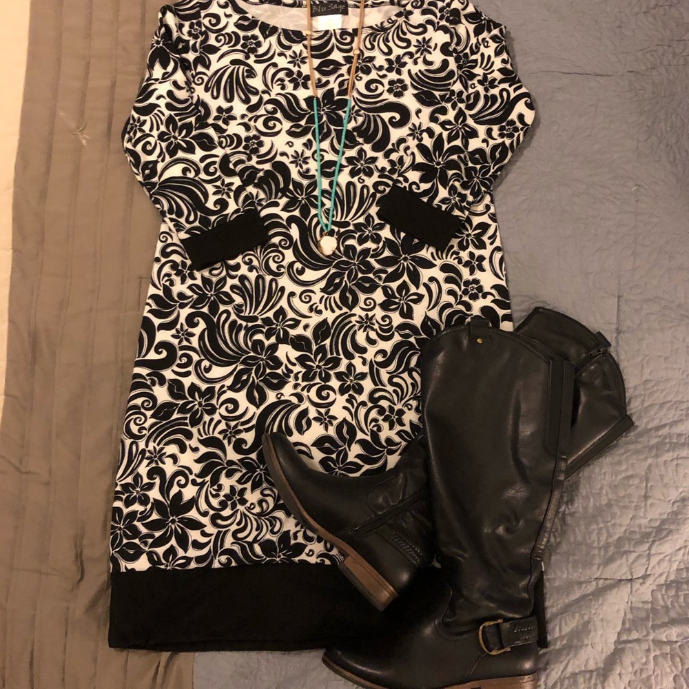 Blu Sage black and white pattern dress